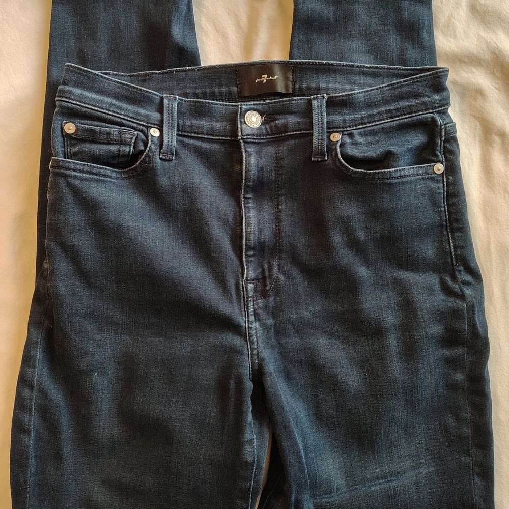 7 For All Mankind The High Waist Ankle Skinny Dark Wash Jeans Size 28